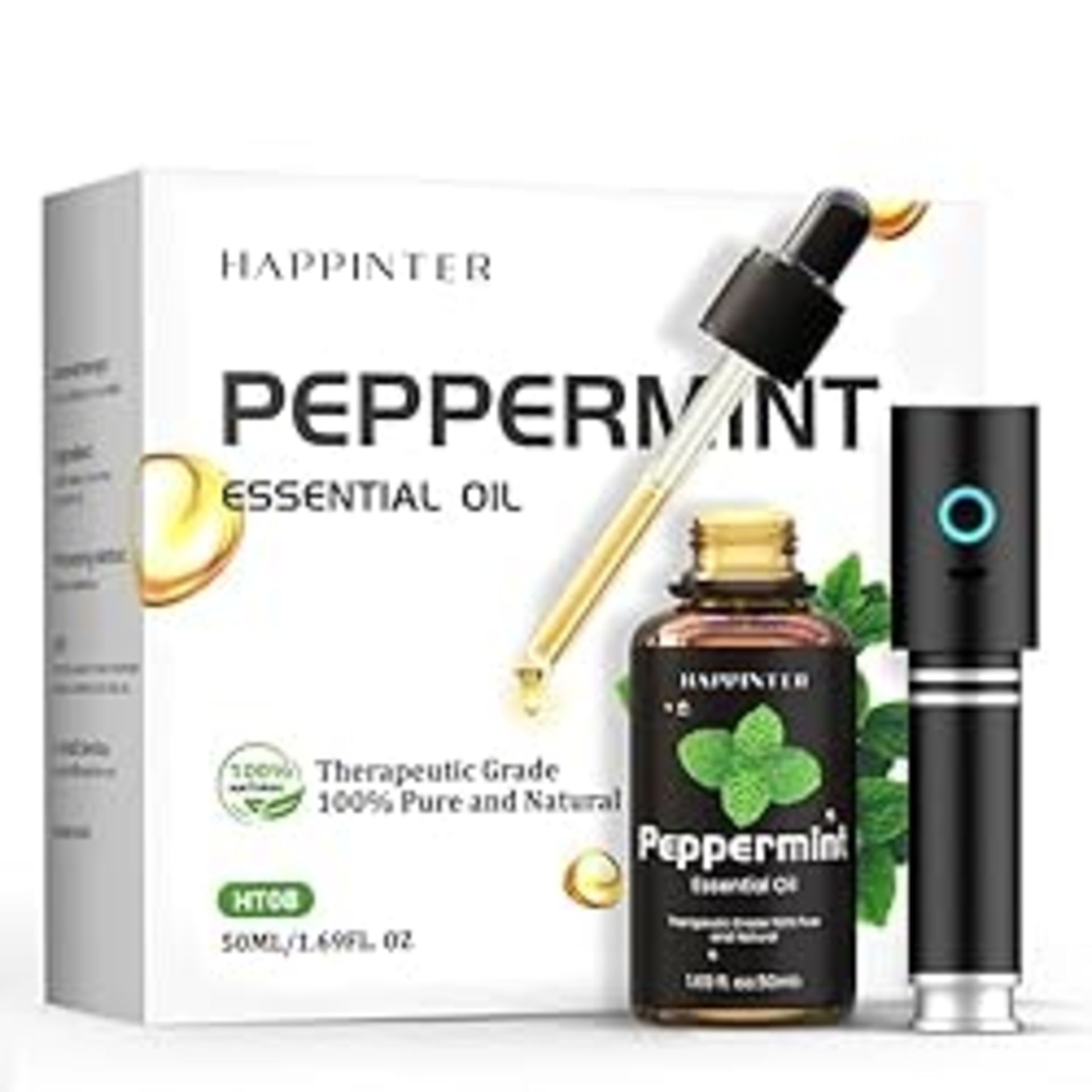 RRP £33.49 BRAND NEW STOCK HAPPINTER Peppermint Essential Oil 50ml-100% Natural Plant Essential Oil