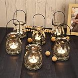 RRP £35.72 BELLE VOUS 12 Pack Hanging Glass Tea Light Candle Lanterns