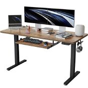 RRP £151.85 FEZIBO Height Adjustable Electric Standing Desk with Keyboard Tray