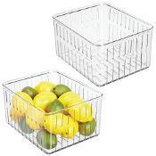 RRP £24.25 mDesign Set of 2 Plastic Storage Tray for Food