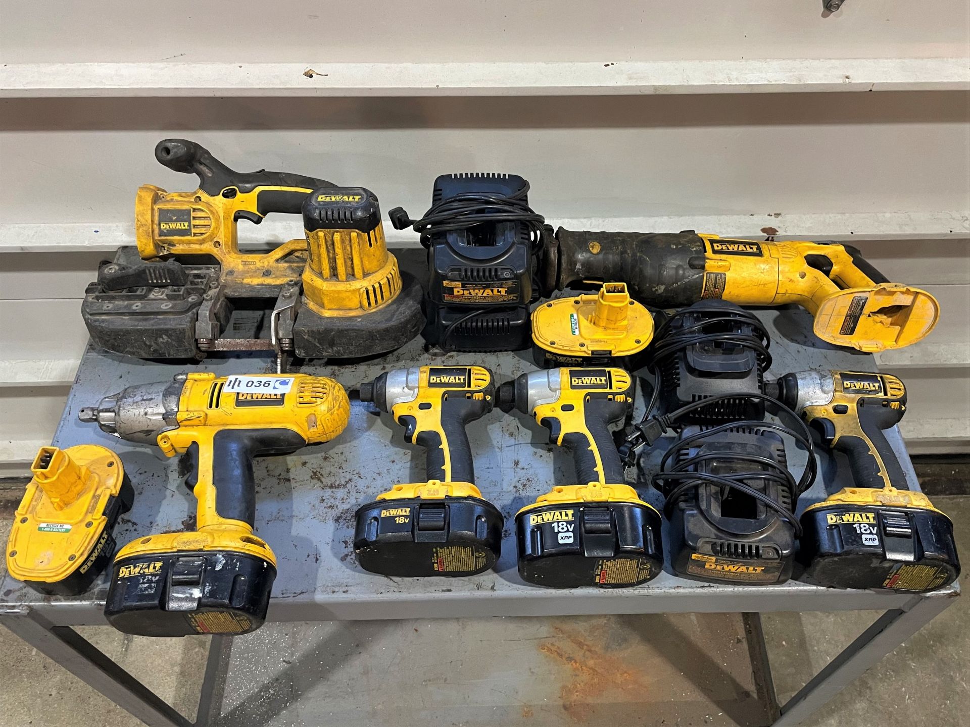 Lot with Various DeWalt Battery Powered Hand Tools