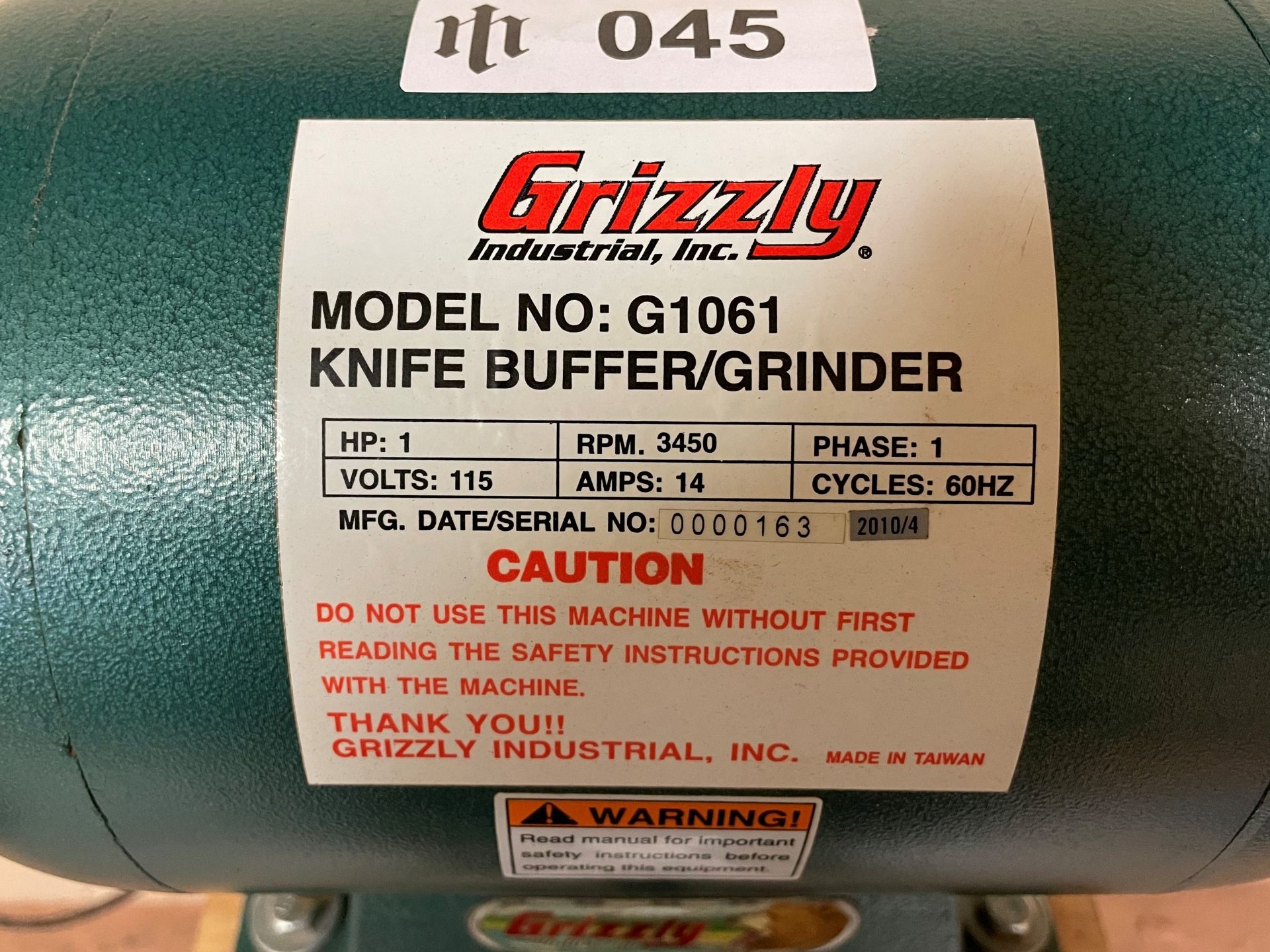 Grizzly Mdl. G1061 Double Ended Knife Buffer / Grinder - Image 3 of 3