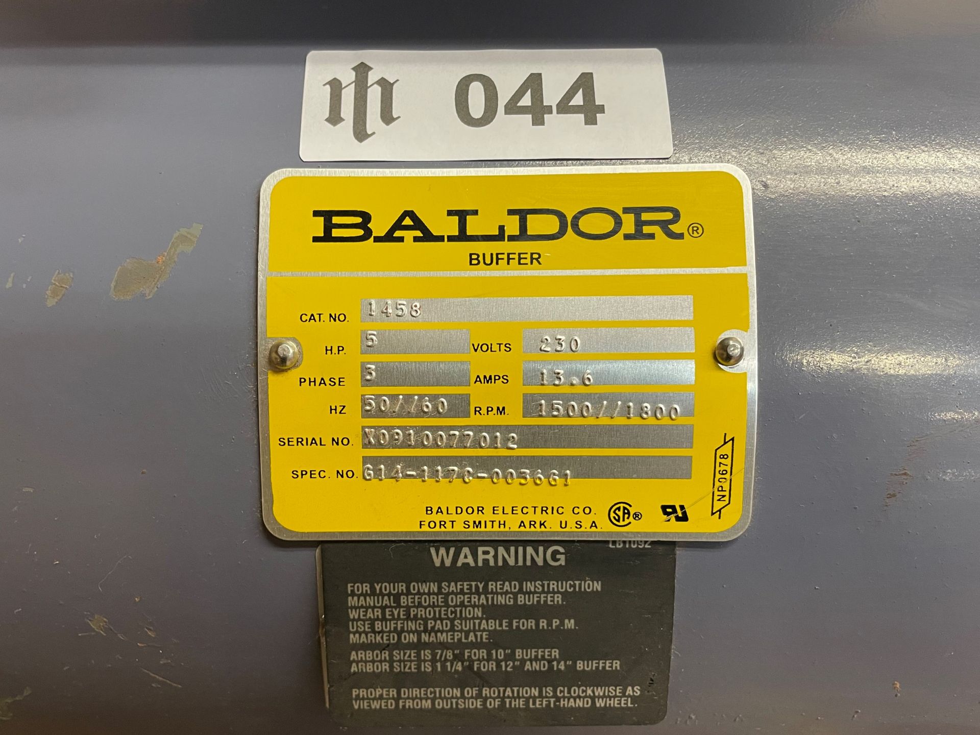 Baldor #1458 Double Ended 5HP Buffer - Image 5 of 5