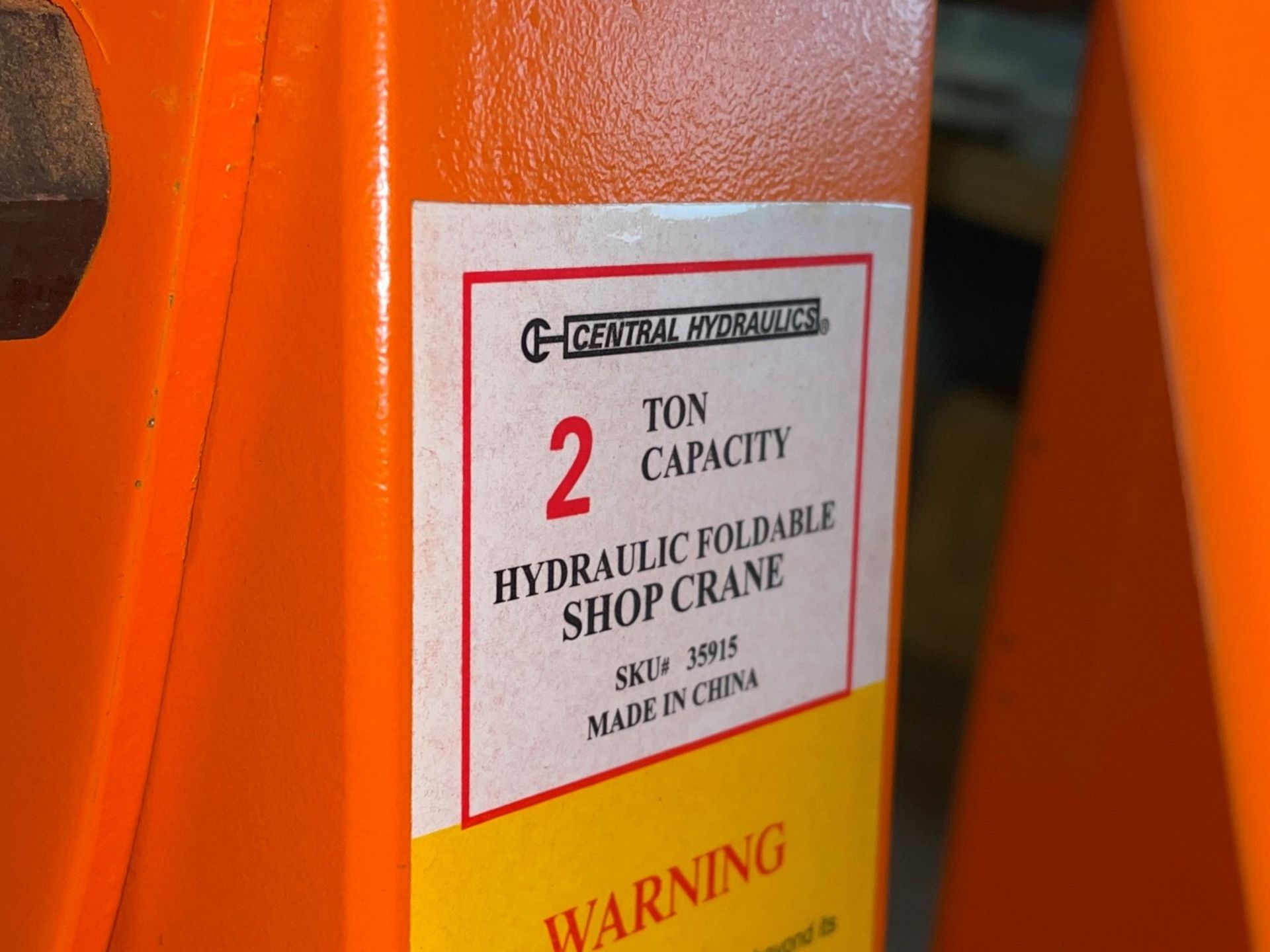 Central Hydraulics 2-Ton Hydraulic Foldable Shop Crane - Image 6 of 6