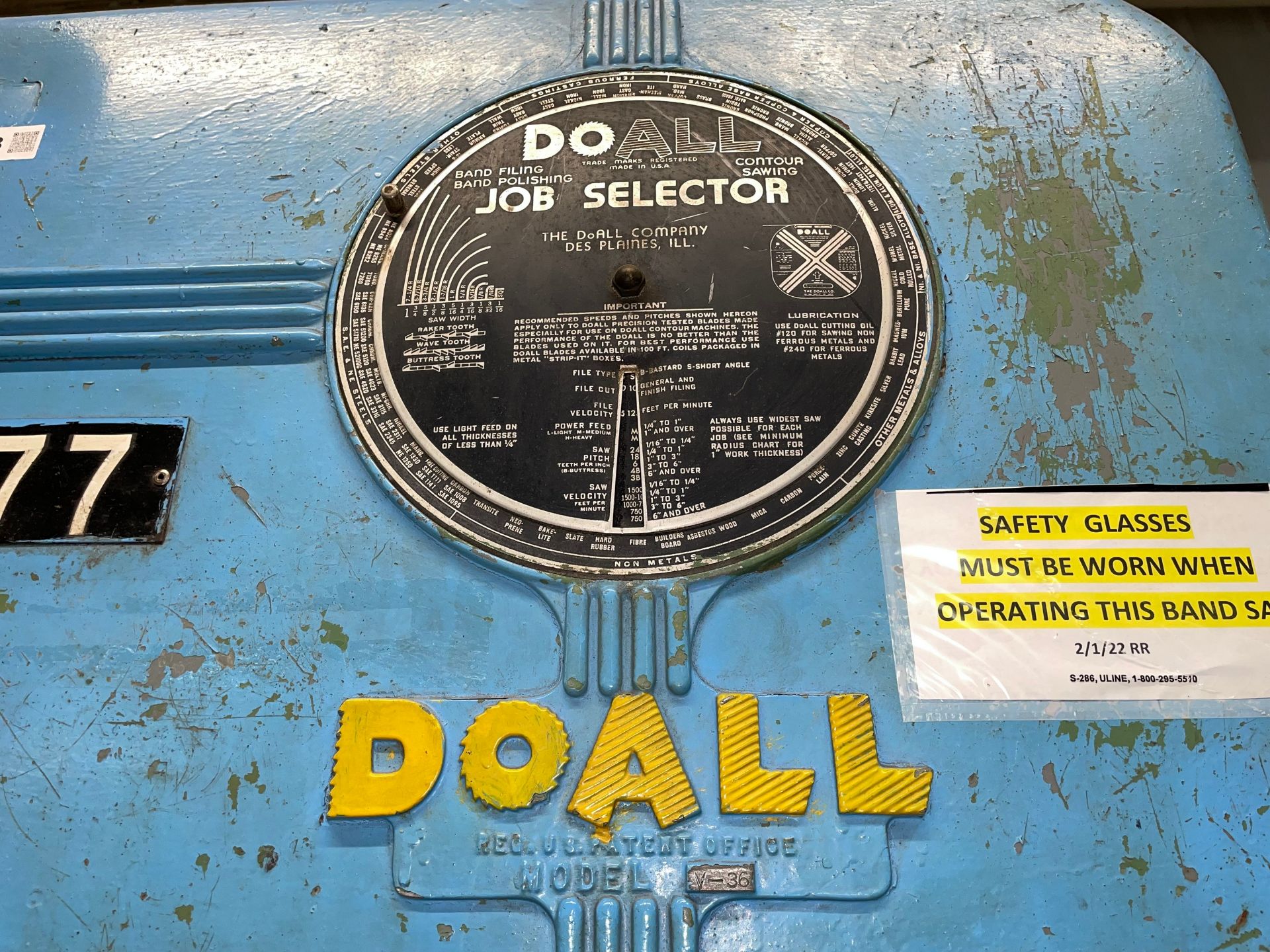 DoAll Job Selector V-36 Vertical Band Saw - Image 7 of 7