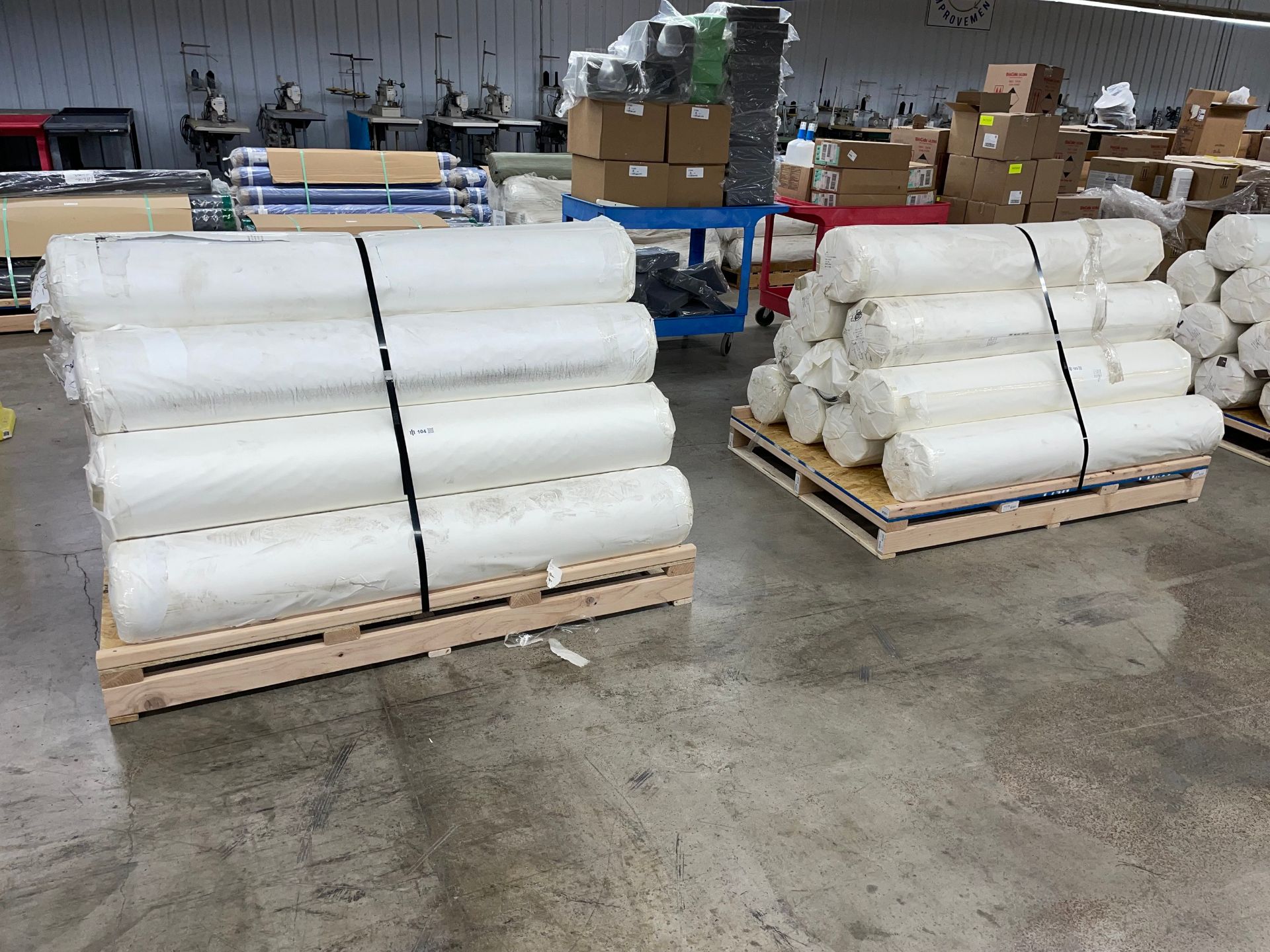 Lot of (2) Pallets with Rolls of Material