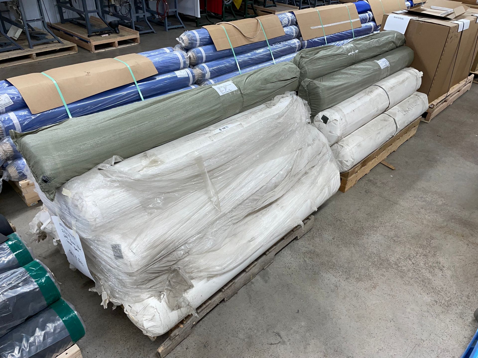 Lot of (2) Pallets with Rolls of Material