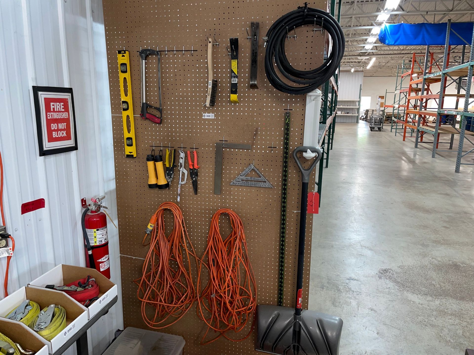 Lot with Various Tools on Peg Board