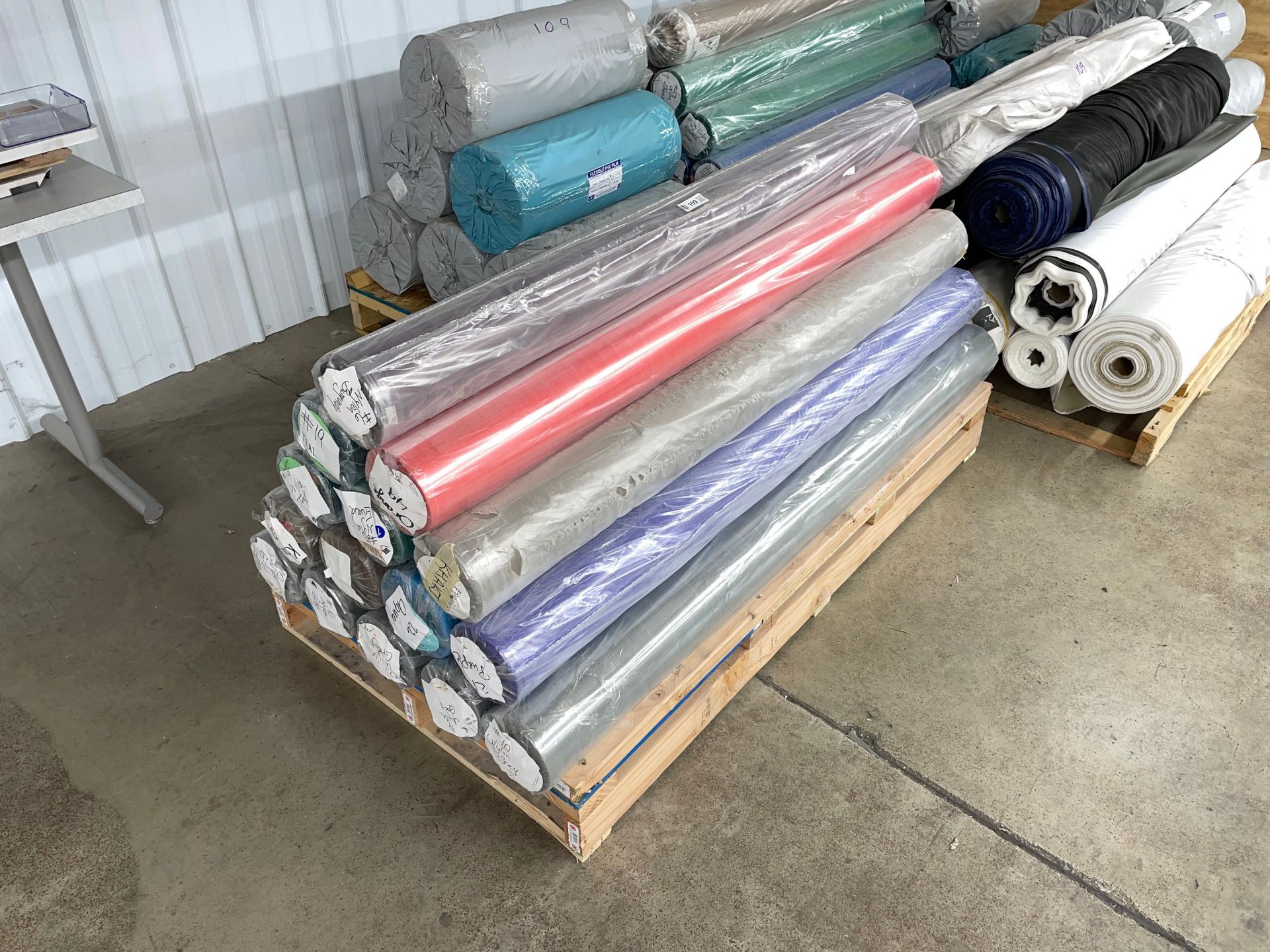Lot of (6) Pallets with Rolls of Various Color Material - Image 6 of 11