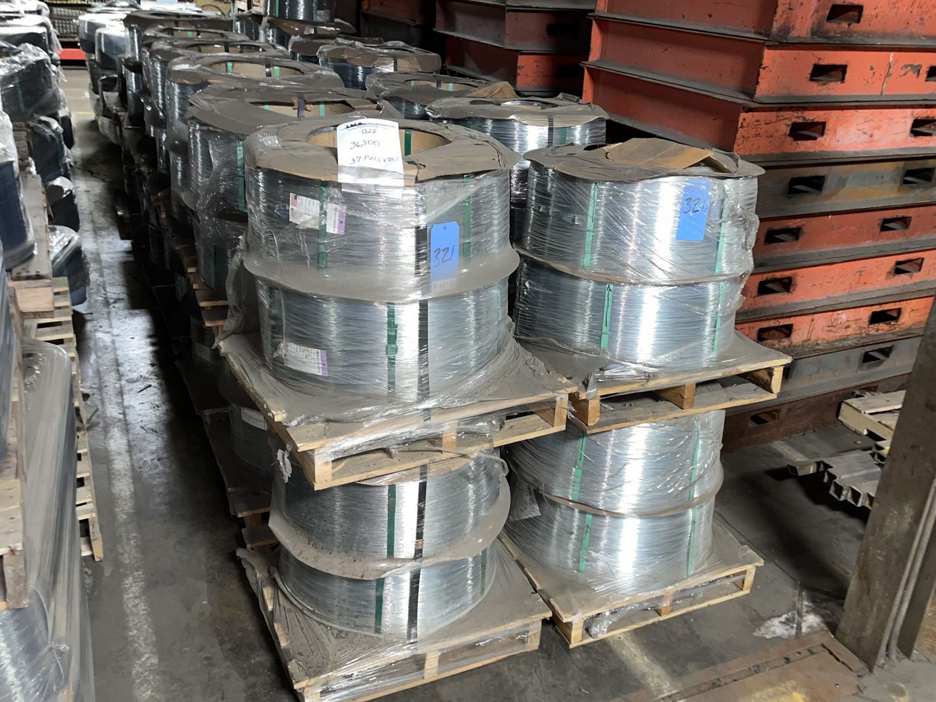 Appoximately (37) Pallets of .028 Coated Galvanized Carbon Steel, Weighs approximately 36,250Lbs