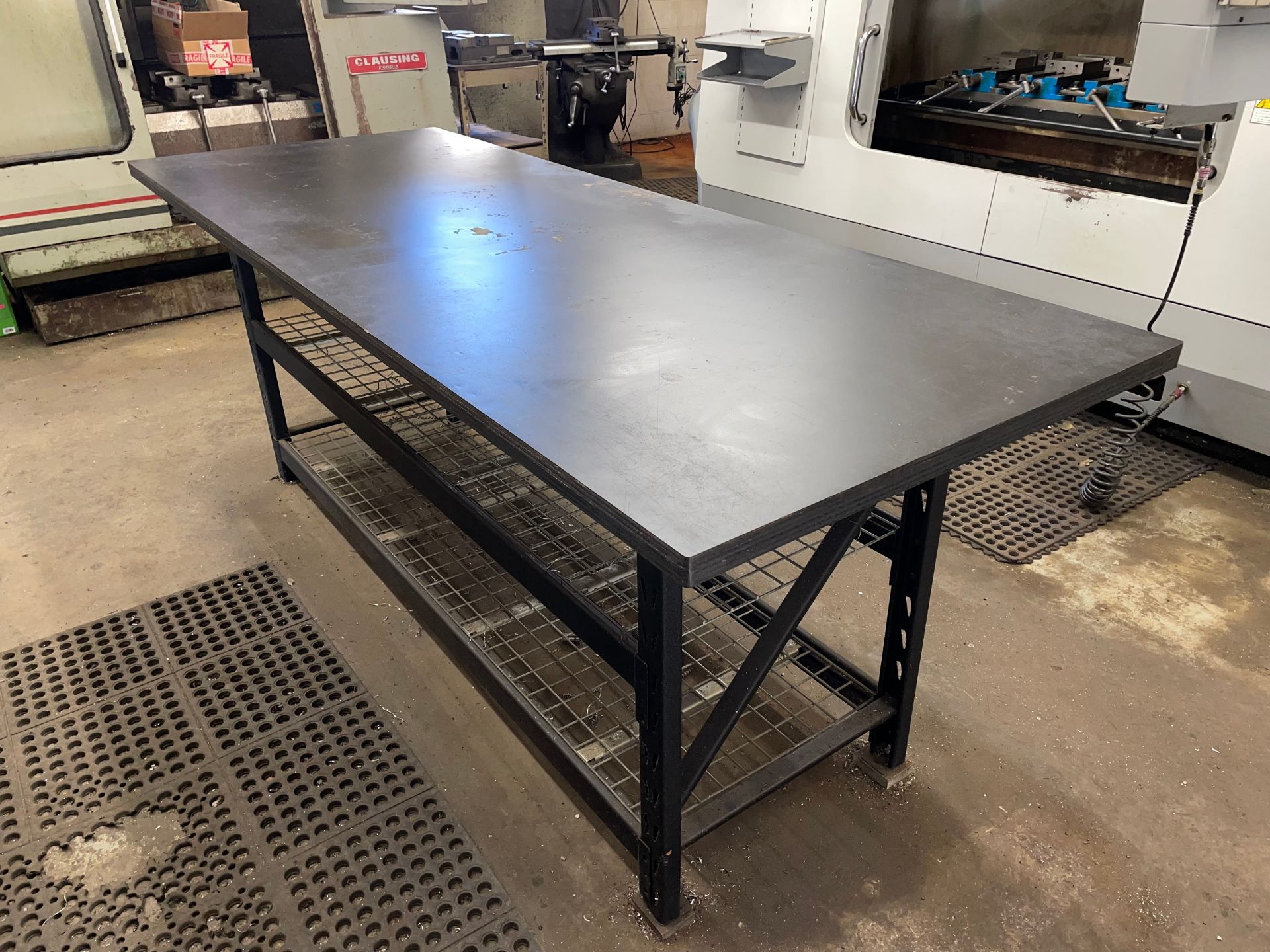 Steel Frame Table 96"L x 36"W with Shelves - Image 2 of 4