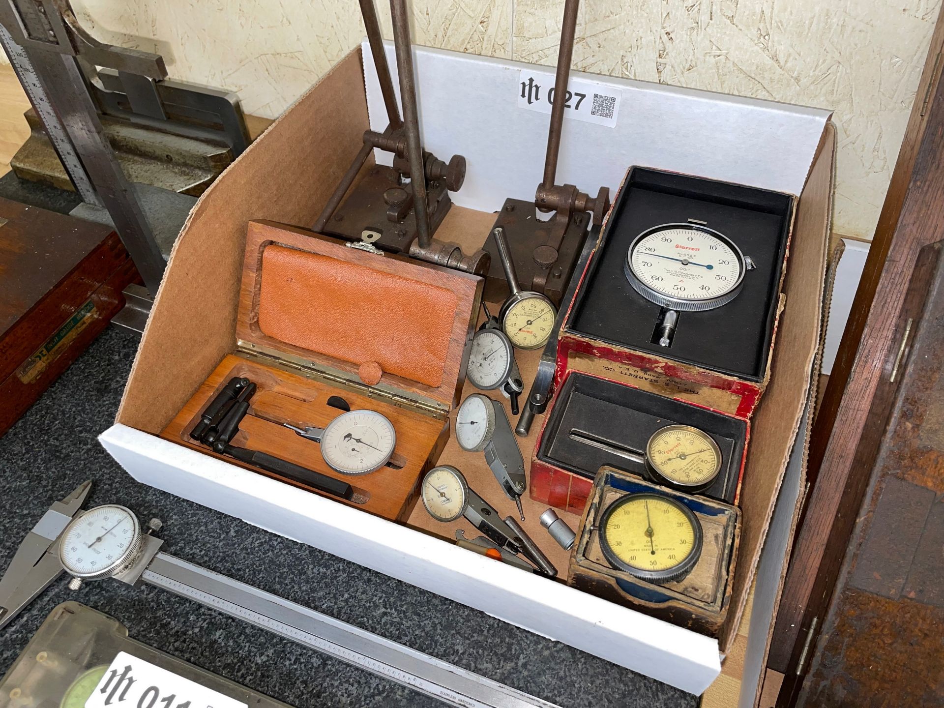 Lot with Various Dial Indicators and Indicator Stands