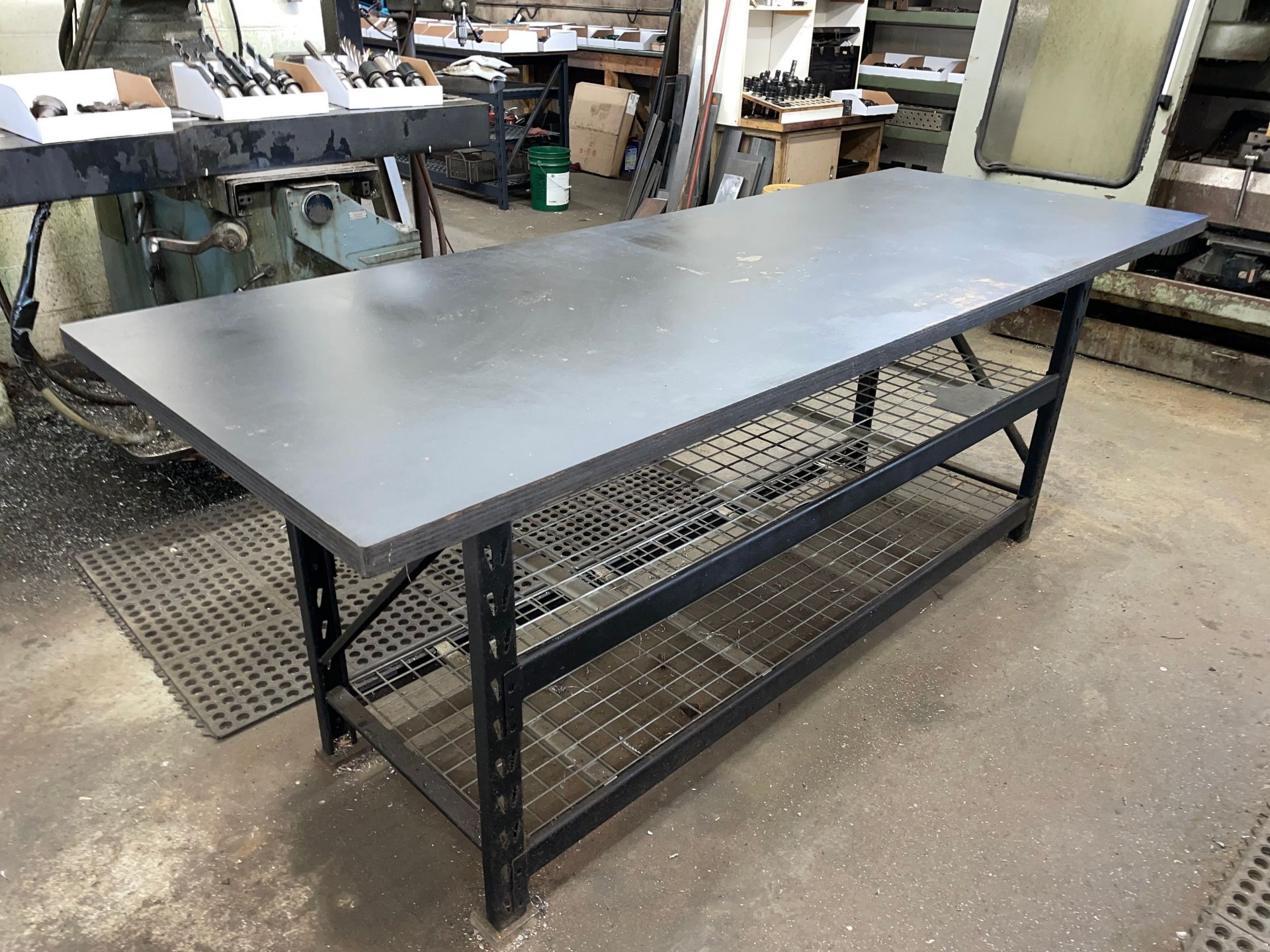 Steel Frame Table 96"L x 36"W with Shelves