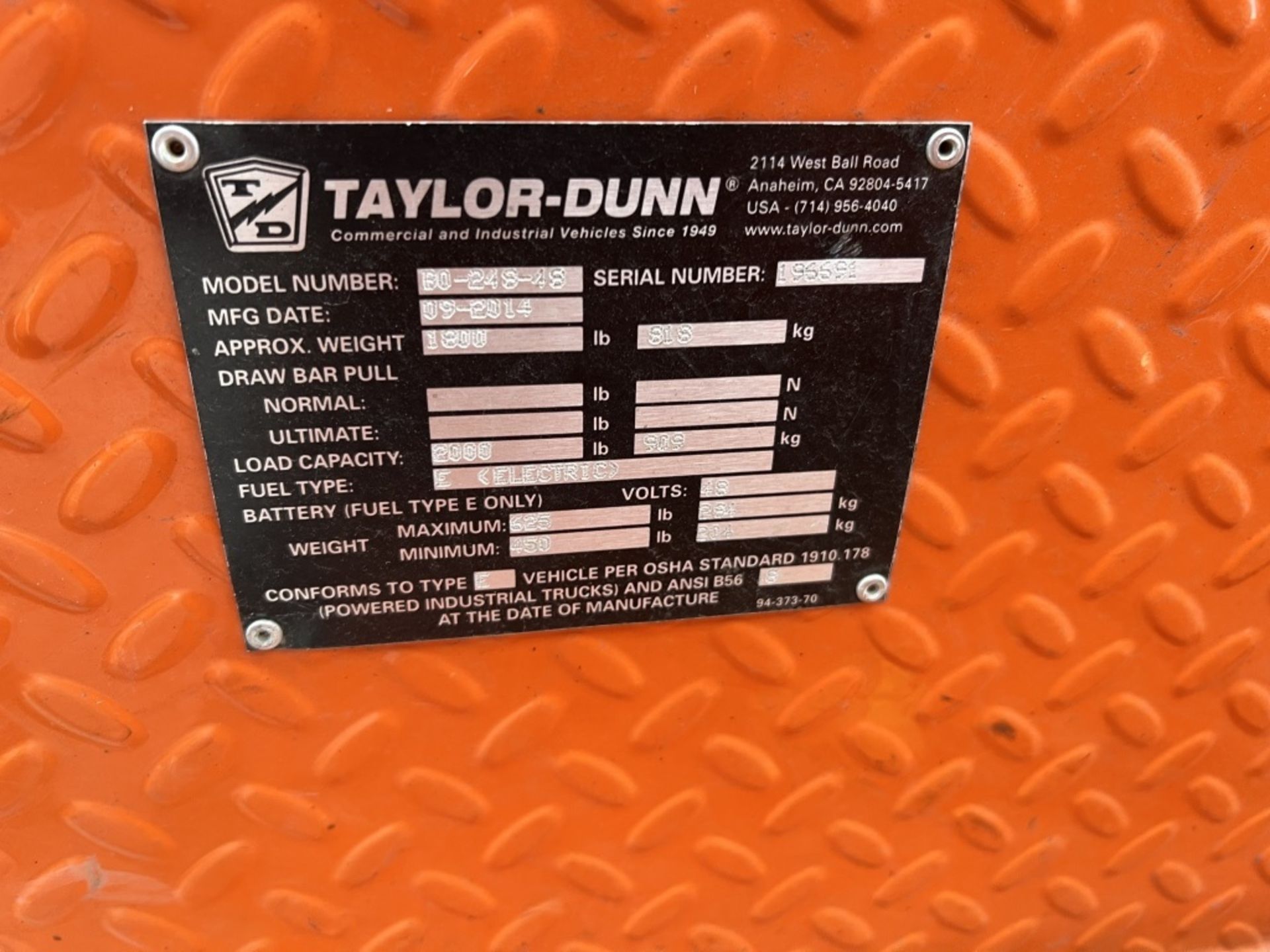 2014 Taylor Dunn B2-48 Utility Cart - Image 9 of 18