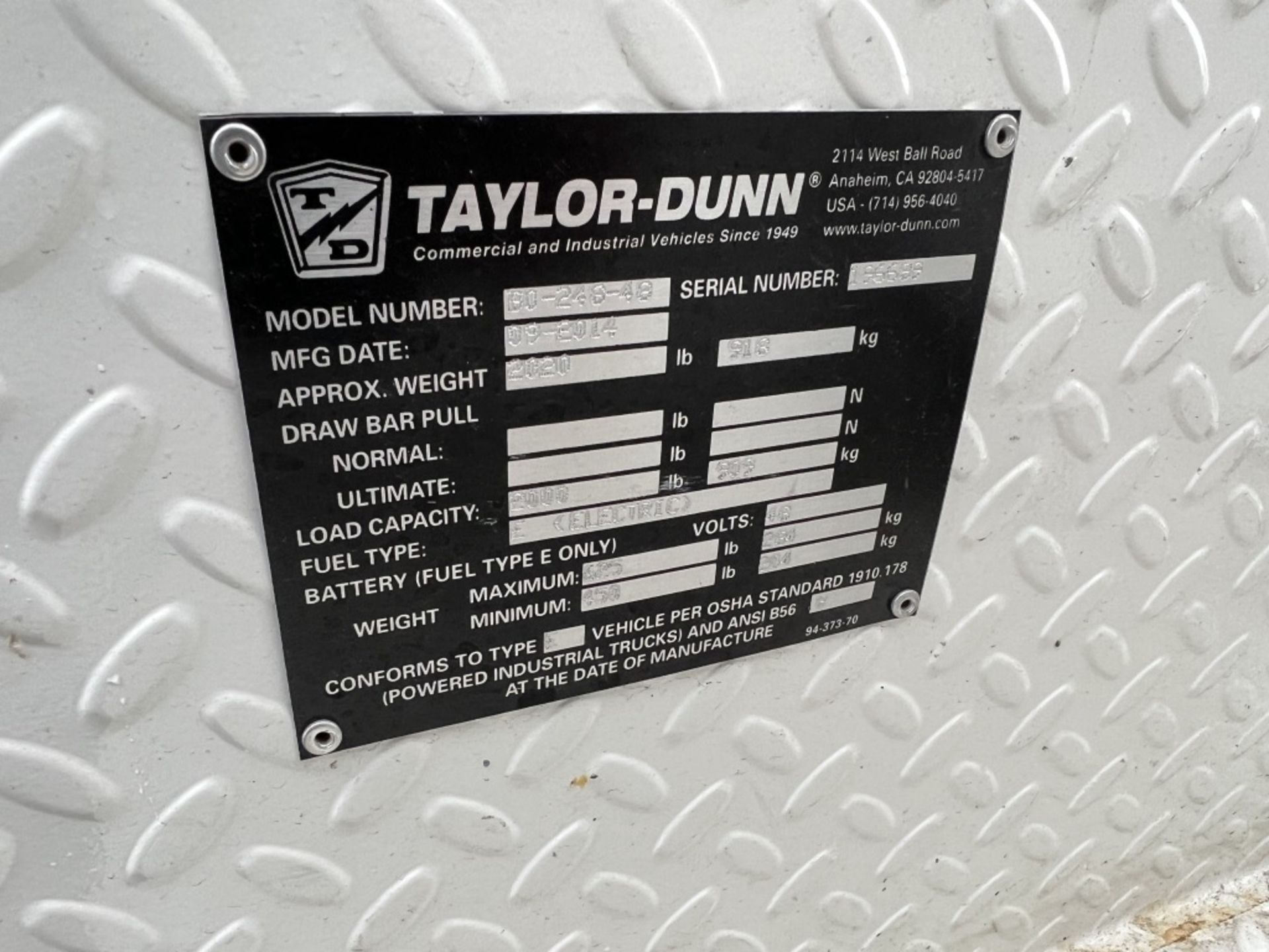 2014 Taylor Dunn B2-48 Utility Cart - Image 9 of 15