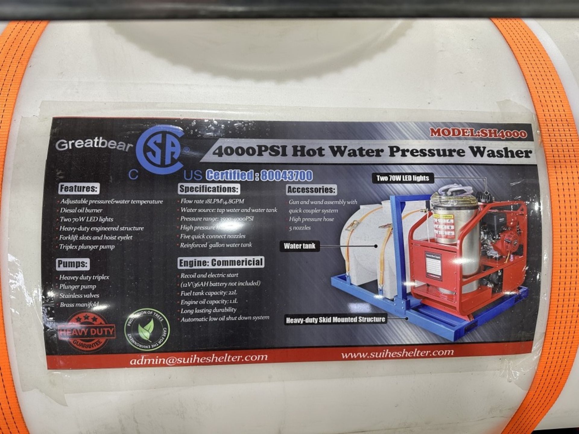 2023 Greatbear SH4000 Hot Water Pressure Washer - Image 12 of 16