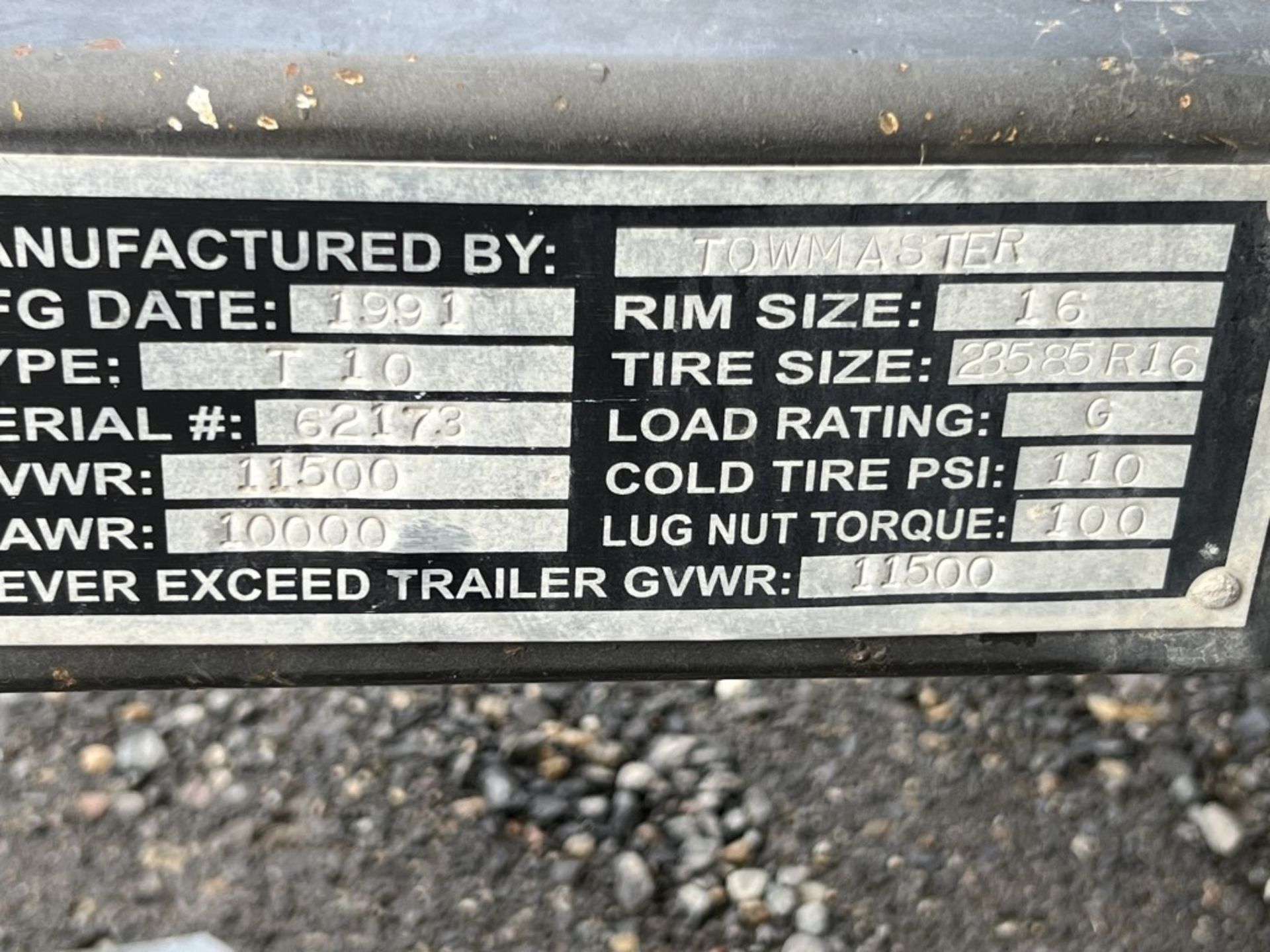 1991 Towmaster T10 T/A Equipment Trailer - Image 11 of 24