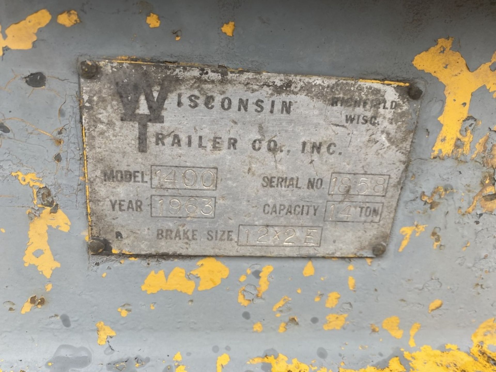 1963 Wisconsin 1400 T/A Equipment Trailer - Image 11 of 11