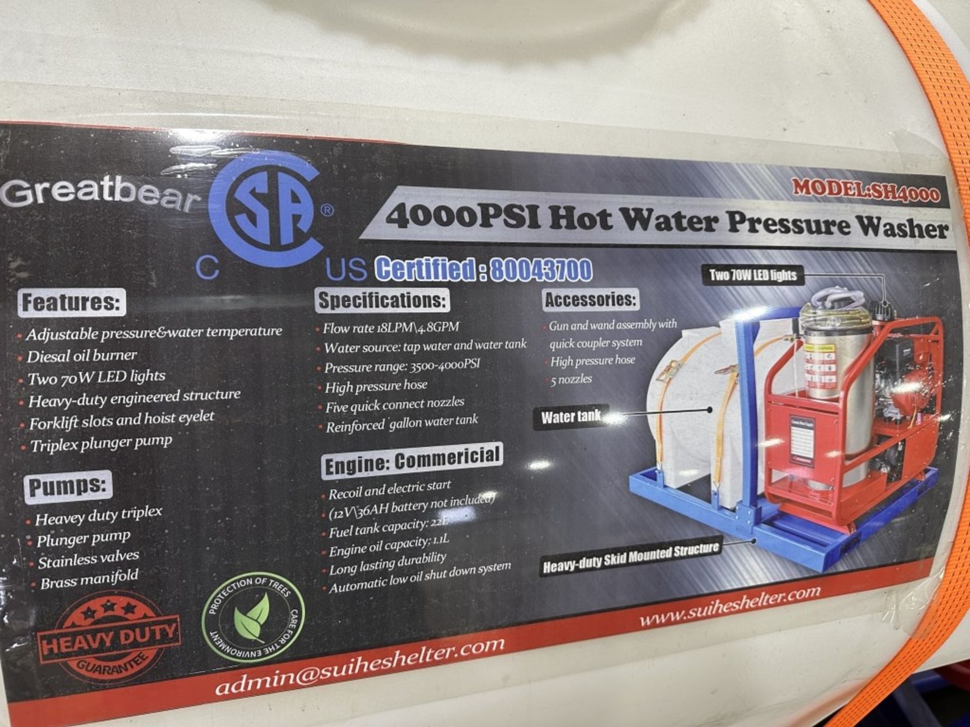 2023 Greatbear SH4000 Hot Water Pressure Washer - Image 14 of 16