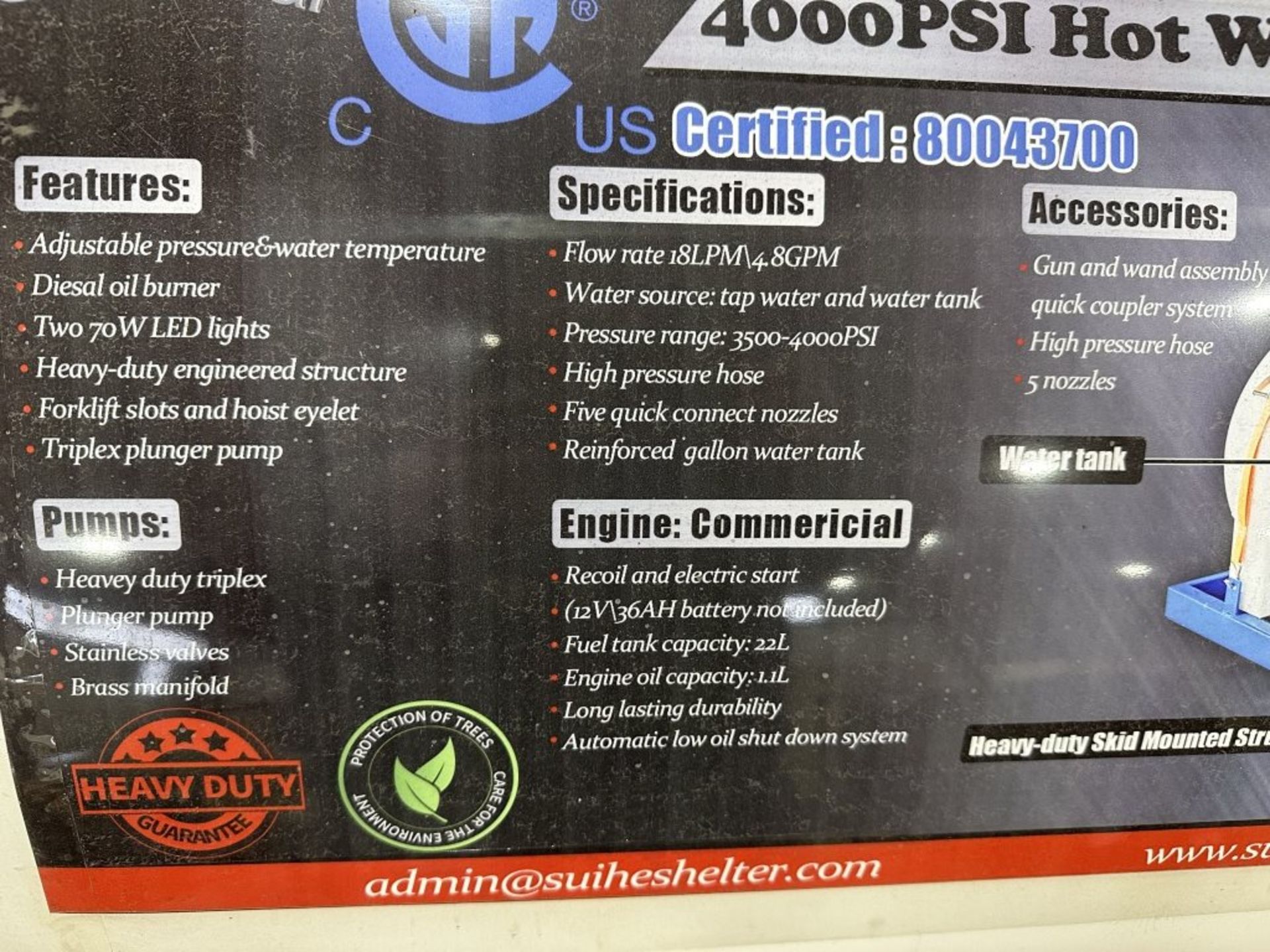 2023 Greatbear SH4000 Hot Water Pressure Washer - Image 13 of 16