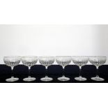 A set of 6 Etched/Engraved Champagne Saucers