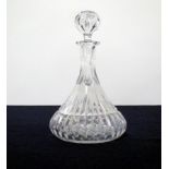 A Cut Glass Ships Decanter with Stopper