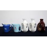 A Selection of 5 Ceramic Whisky Water Jugs including White Horse, Dimple and Johnnie Walker