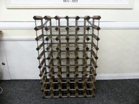 A Wood and Metal Wine Rack (6 x 10) 62 cm x 90 cm