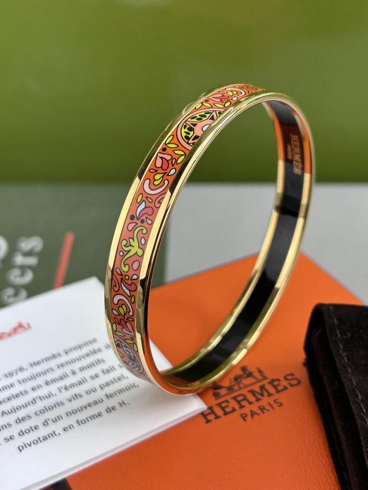 Hermès Paris Monogram & Gold Enamel Bangle