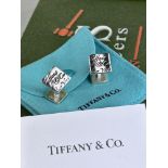 Tiffany & Co Classic Notes Curved Rectangle Silver Plated logo Cufflinks