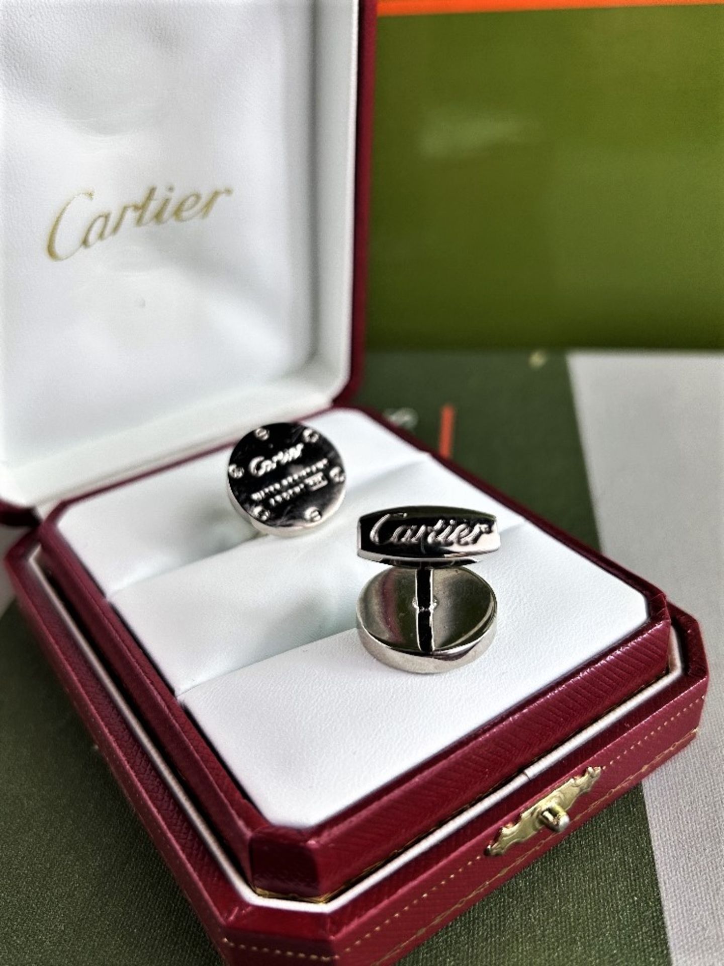 Cartier Paris Gent`s Silver Classic "Water Resistant" Cufflinks - Image 2 of 5