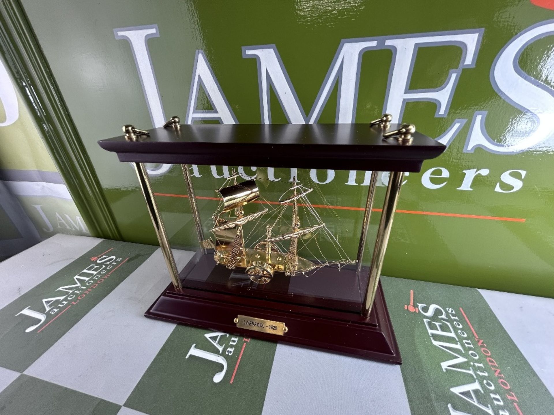 Gold-Plated Model Liverpool 1828 Ornamental Paddle Steamship with Case NEW - Image 7 of 7
