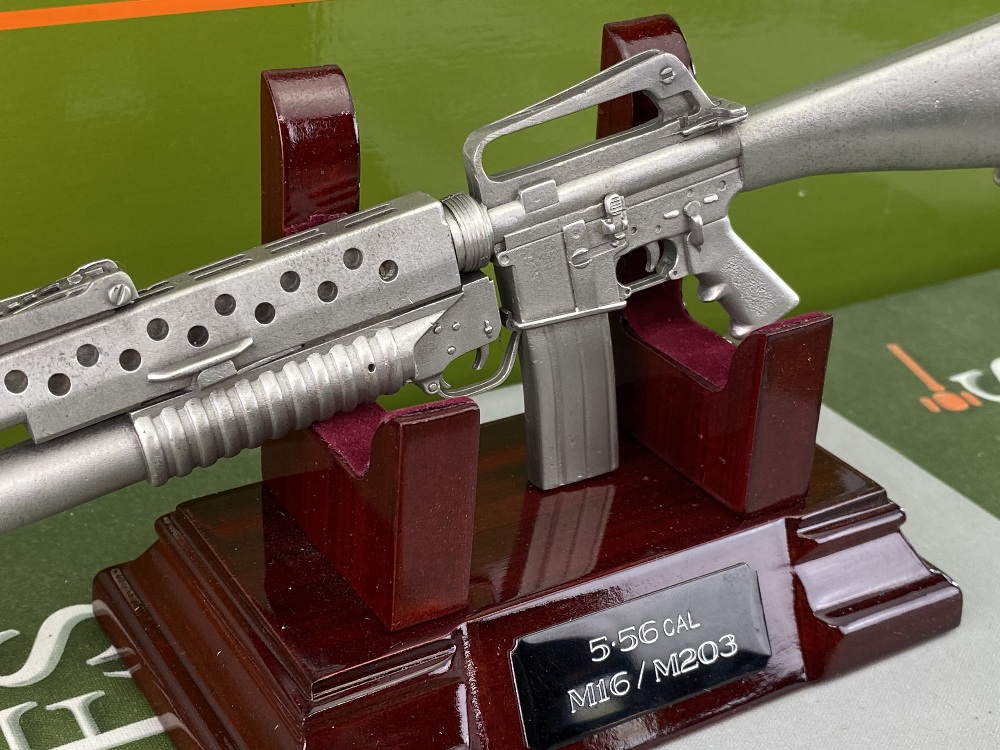 M16/Rocket Launcher- Pewter on Wood Desk Top Display - Image 2 of 5