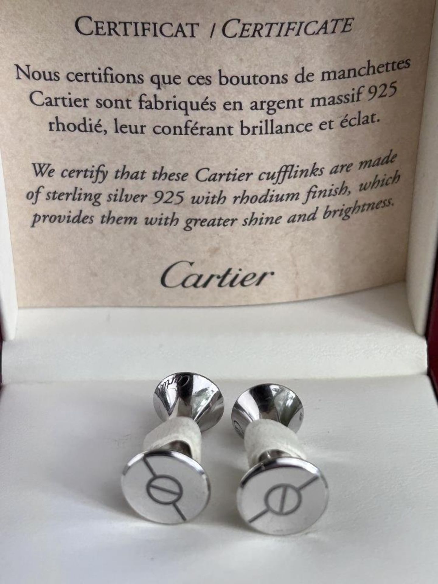 Cartier Sterling Silver Signature Screw Design Love Collection Cufflinks - Image 4 of 5