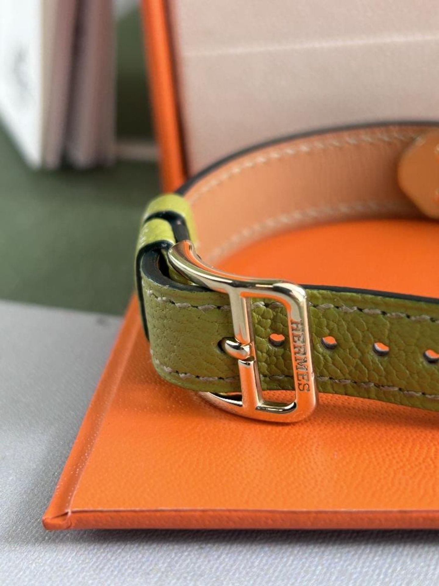 Hermes Kelly Watch Gold Plated Green Leather - Image 3 of 8