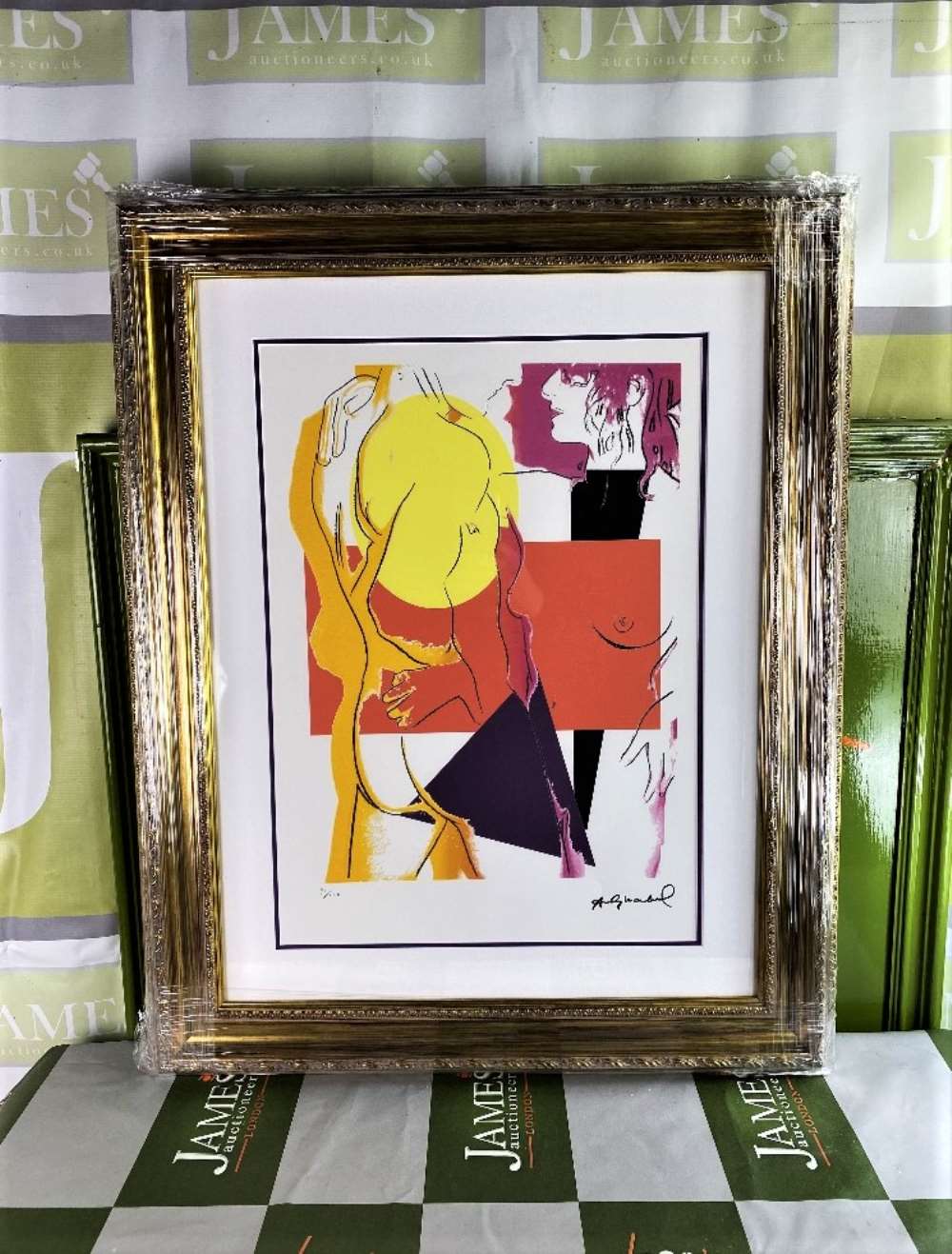 Andy Warhol-(1928-1987) "Lovers" Castelli NY Original Numbered Lithograph #91/100, Ornate Framed. - Image 6 of 6