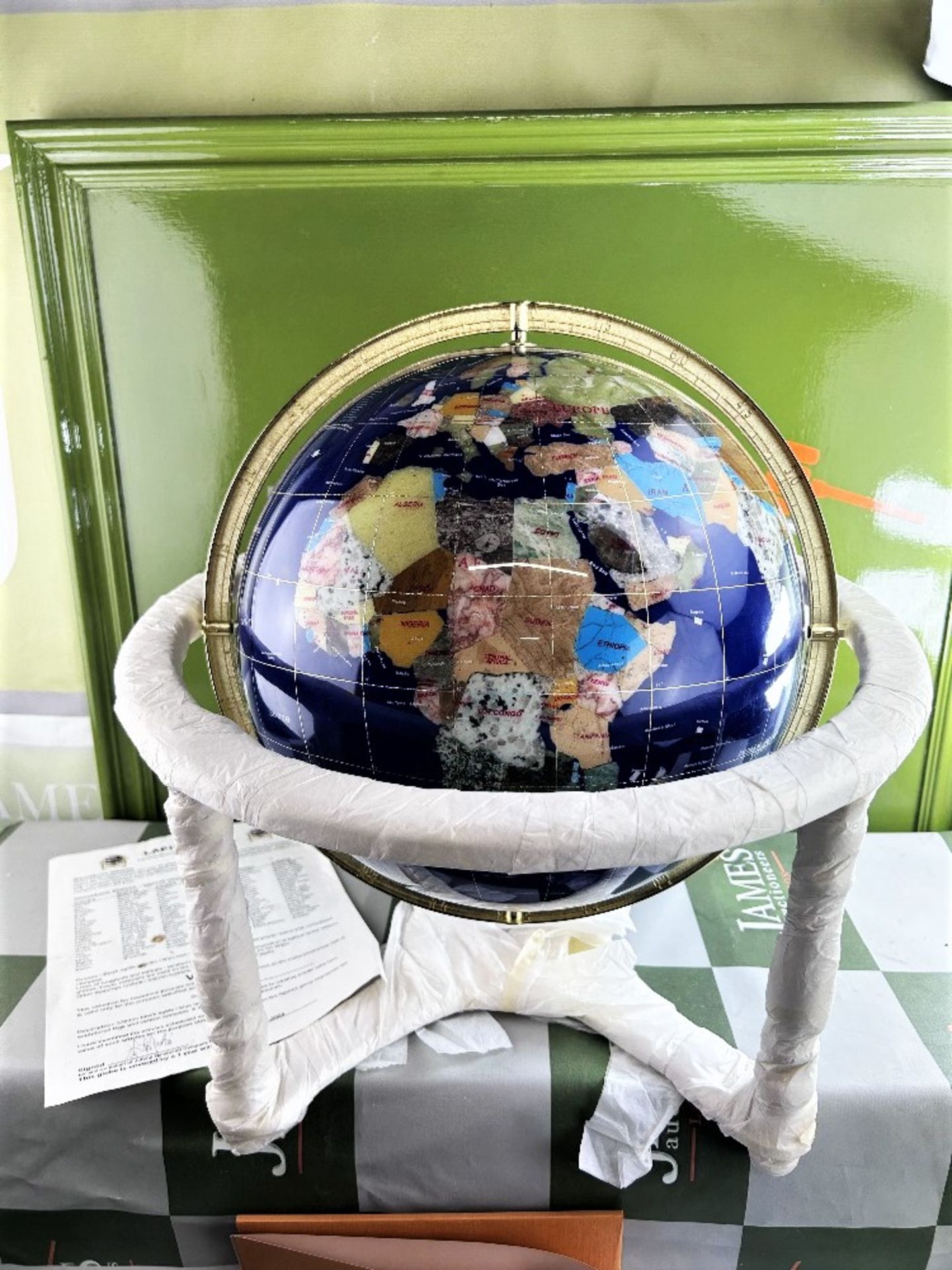 Osbourne & Allen Ltd-Large Semi-Precious Gemstone Globe & Compass Large 19 inch Edition £2k