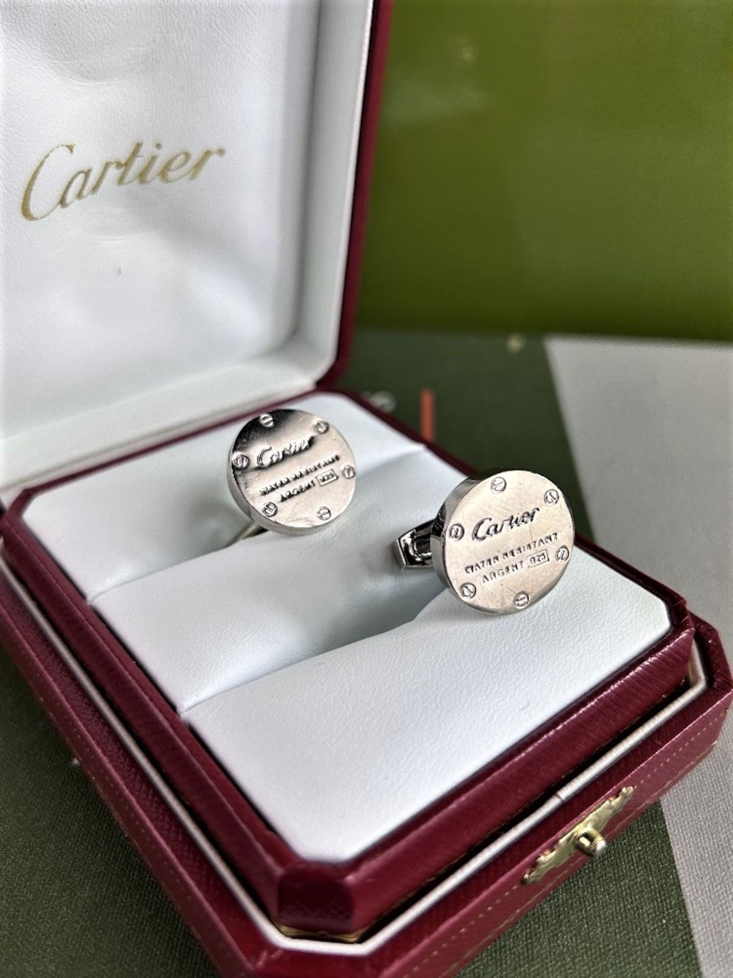 Cartier Paris Gent`s Silver Classic "Water Resistant" Cufflinks