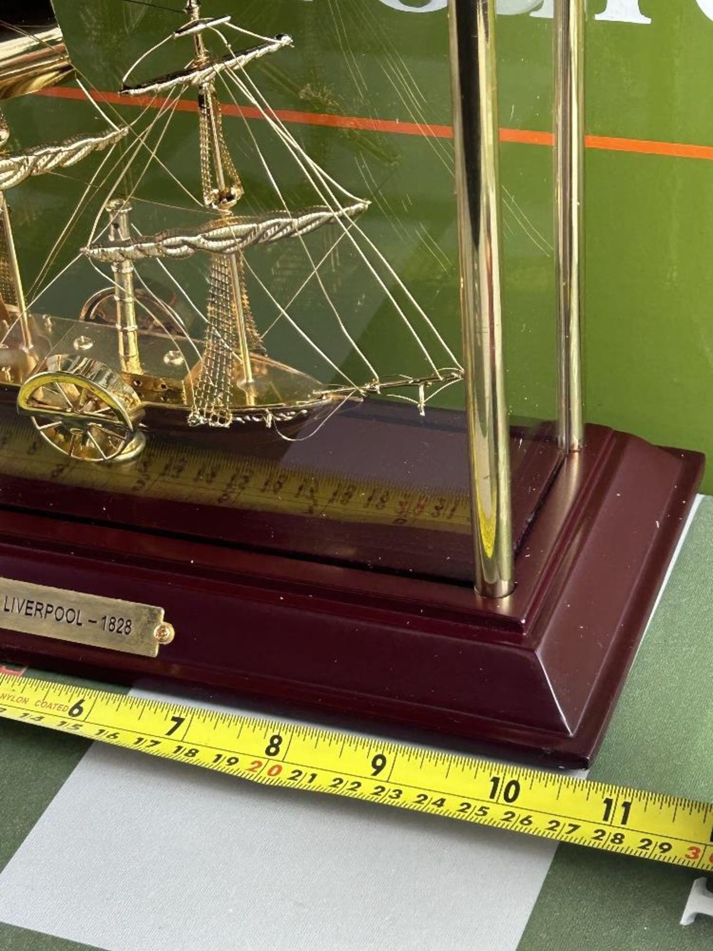 Gold-Plated Model Liverpool 1828 Ornamental Paddle Steamship with Case NEW - Image 5 of 7