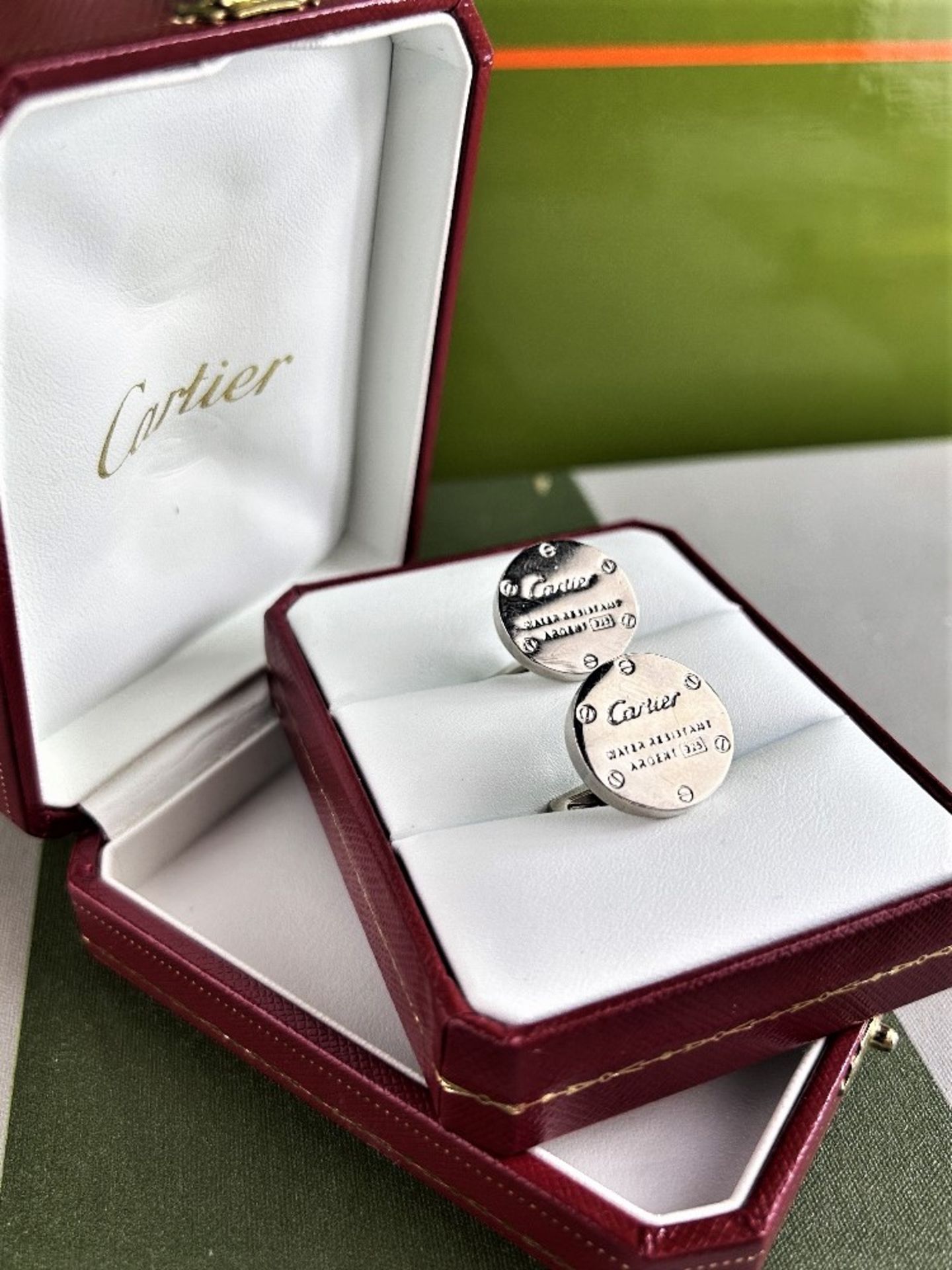 Cartier Paris Gent`s Silver Classic "Water Resistant" Cufflinks - Image 3 of 5