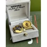 Hermes Paris Vintage Gold "Pegasus" Cufflinks