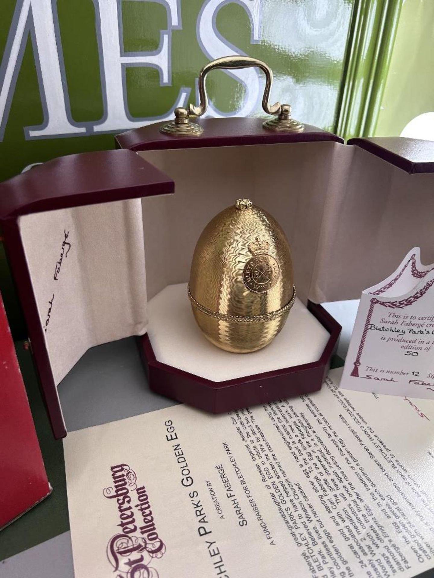 Faberge` 24 Carat Gold Diamond Egg, #12/50 Bletchley Park Edition.WW2 - Image 2 of 10