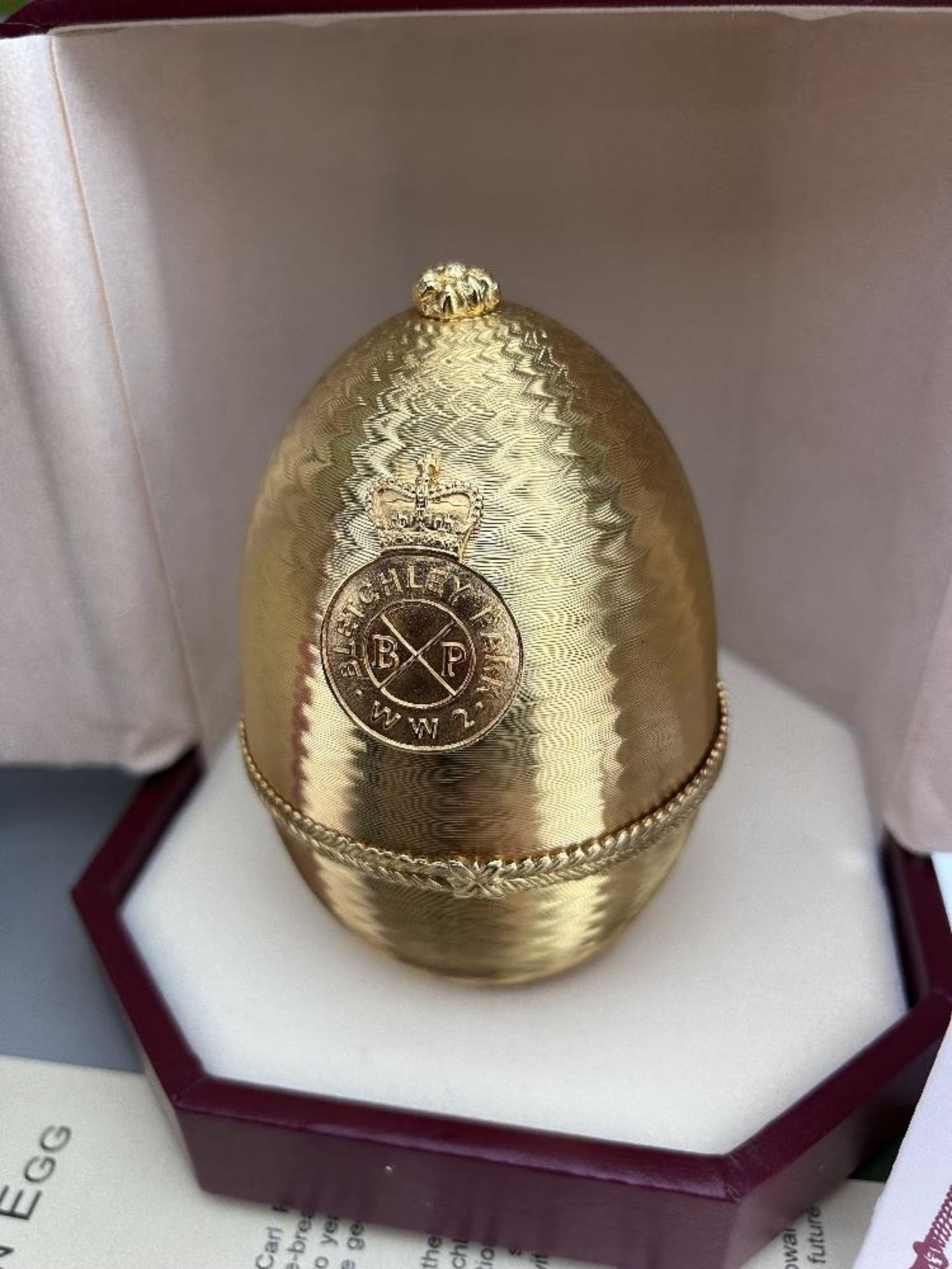 Faberge` 24 Carat Gold Diamond Egg, #12/50 Bletchley Park Edition.WW2