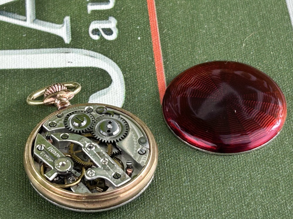 Vintage Red Enamelled Fob /Pocket Watch- Top Wind Mechanism - Image 7 of 9