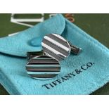 Tiffany & Co. Vintage Sterling Silver Striped Cufflinks