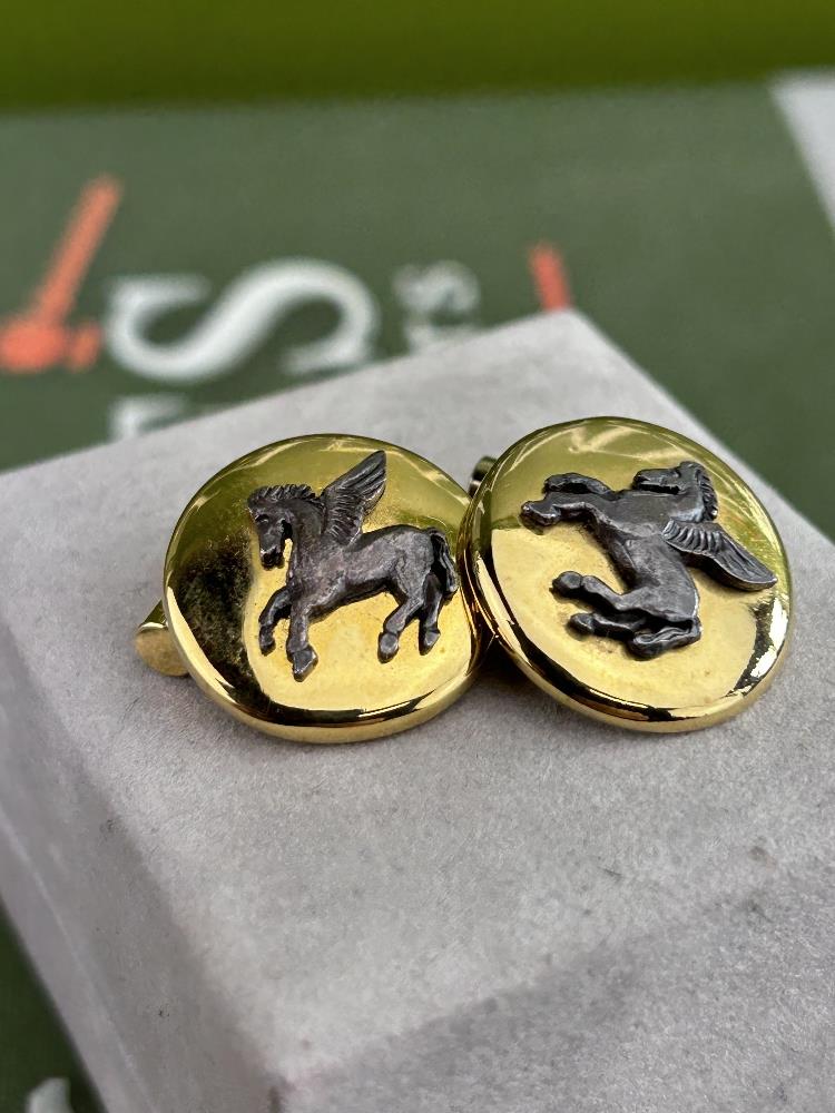 Hermes Paris Vintage Gold "Pegasus" Cufflinks - Image 3 of 4