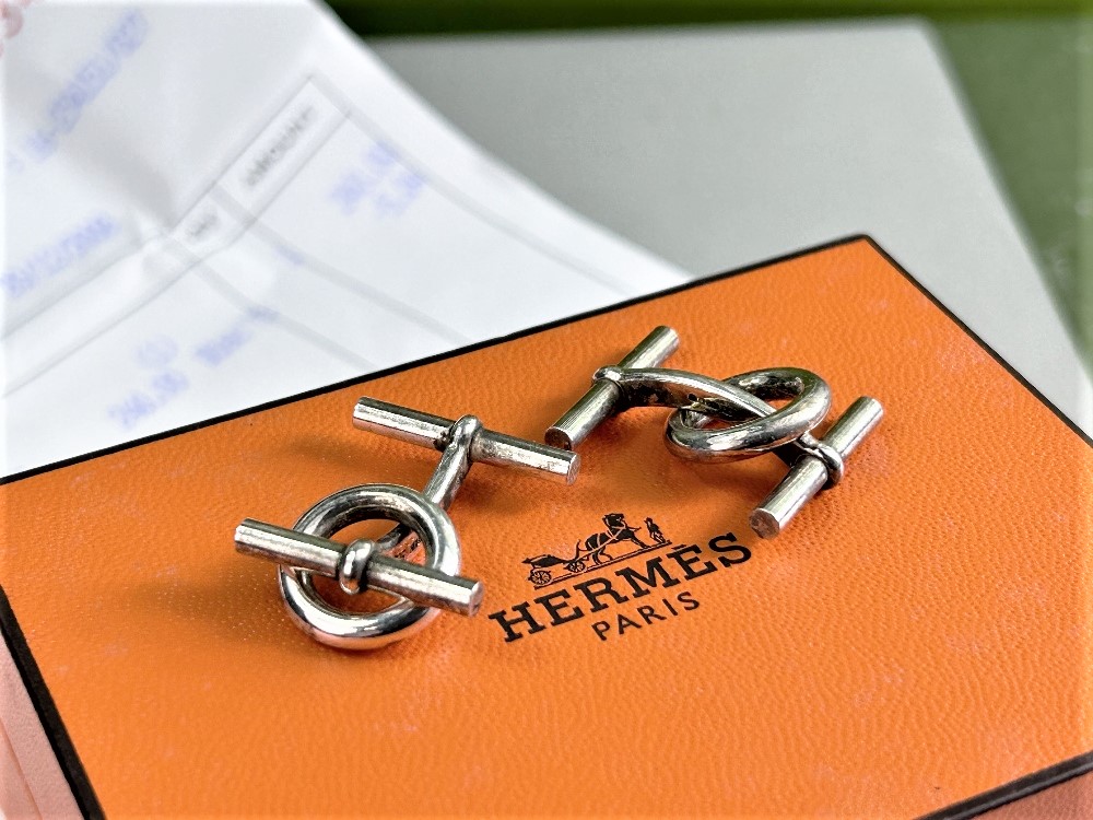 Hermes Chaine D'Ancre Argent Cufflinks Silver 925