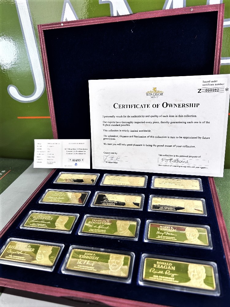 NOW SOLD DO NOT BID-Windsor Mint ‘US Presidents Ingot’ Gold Plated Set Rrp £499 - Image 7 of 7