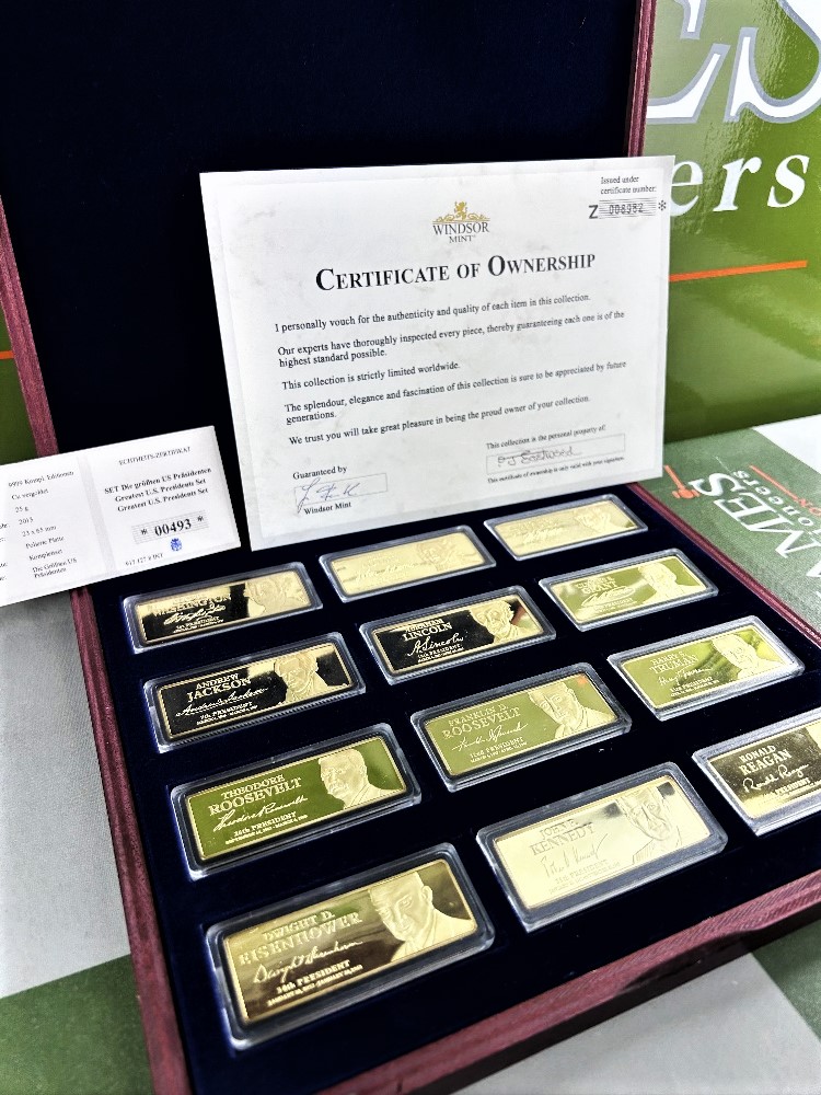 NOW SOLD DO NOT BID-Windsor Mint ‘US Presidents Ingot’ Gold Plated Set Rrp £499