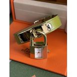 Hermes Kelly Watch Gold Plated Green Leather